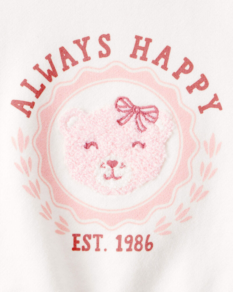 Baby Girl Always Happy French Terry Short-Sleeve Top - White, image 3 of 4 slides