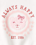 Baby Girl Always Happy French Terry Short-Sleeve Top - White, image 3 of 4 slides