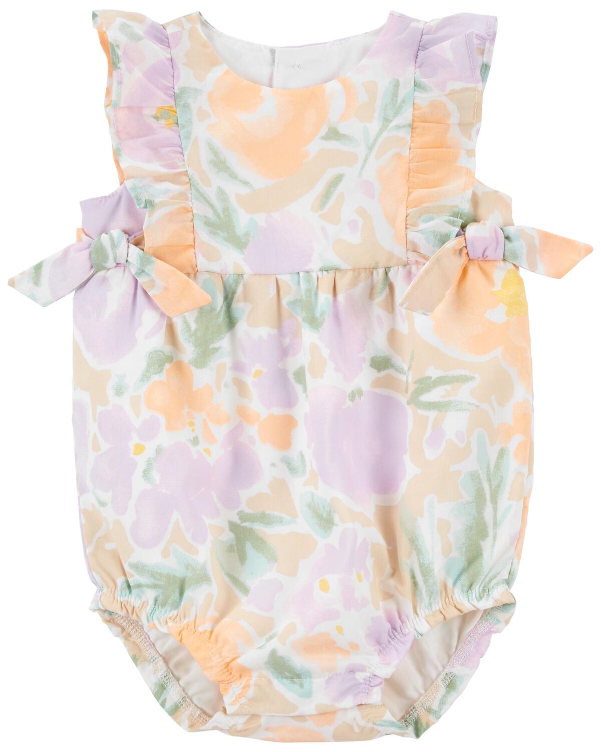 Purple/Orange Baby Floral Bubble Romper