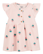 Baby Strawberry Waffle Knit Dress, image 1 of 5 slides