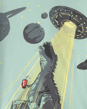 Boys Dinosaur 100% Cotton Snug Fit 4-Piece Pajama Set - Green/Grey, 