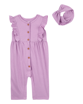 Baby 2-Piece Jumpsuit & Headwrap Set, 