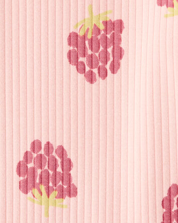 Baby Girl Raspberry Print Long-Sleeve Fashion Bodysuit - Pink, 