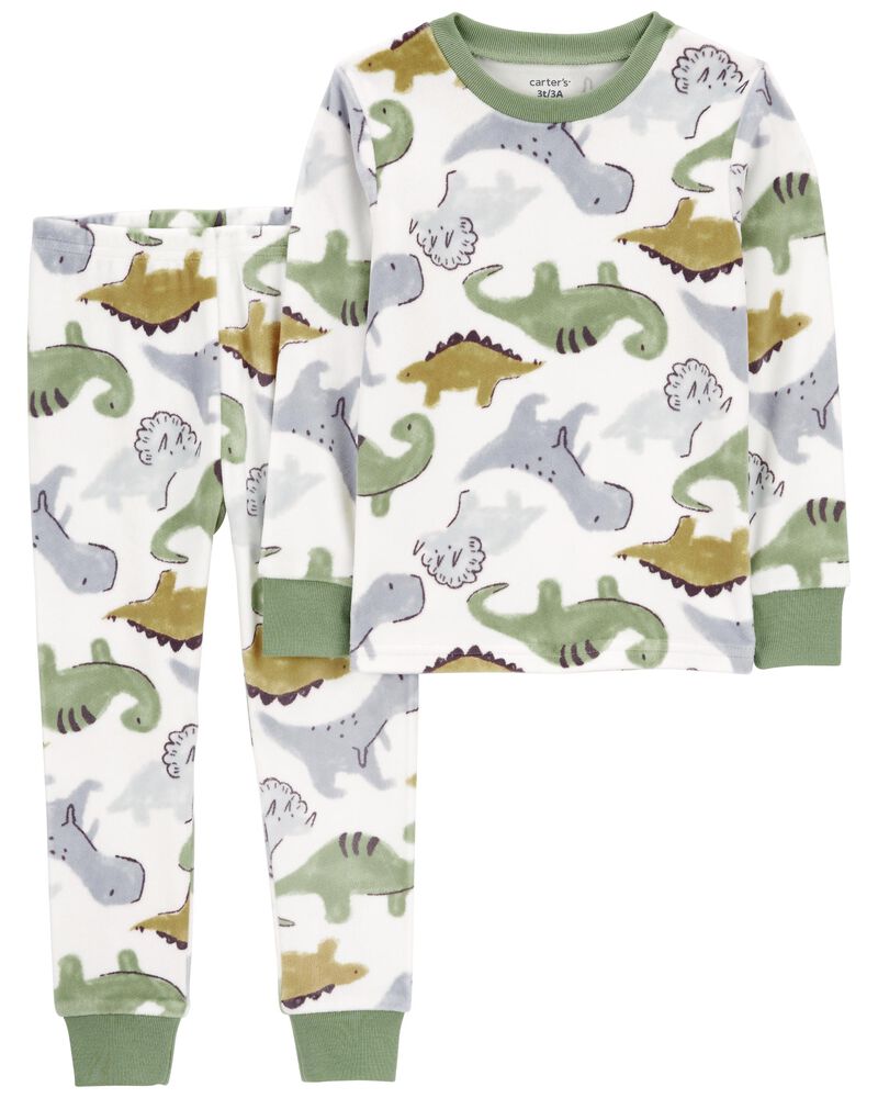 Toddler 2-Piece Fuzzy Velboa Dinosaur Pajamas, image 1 of 3 slides