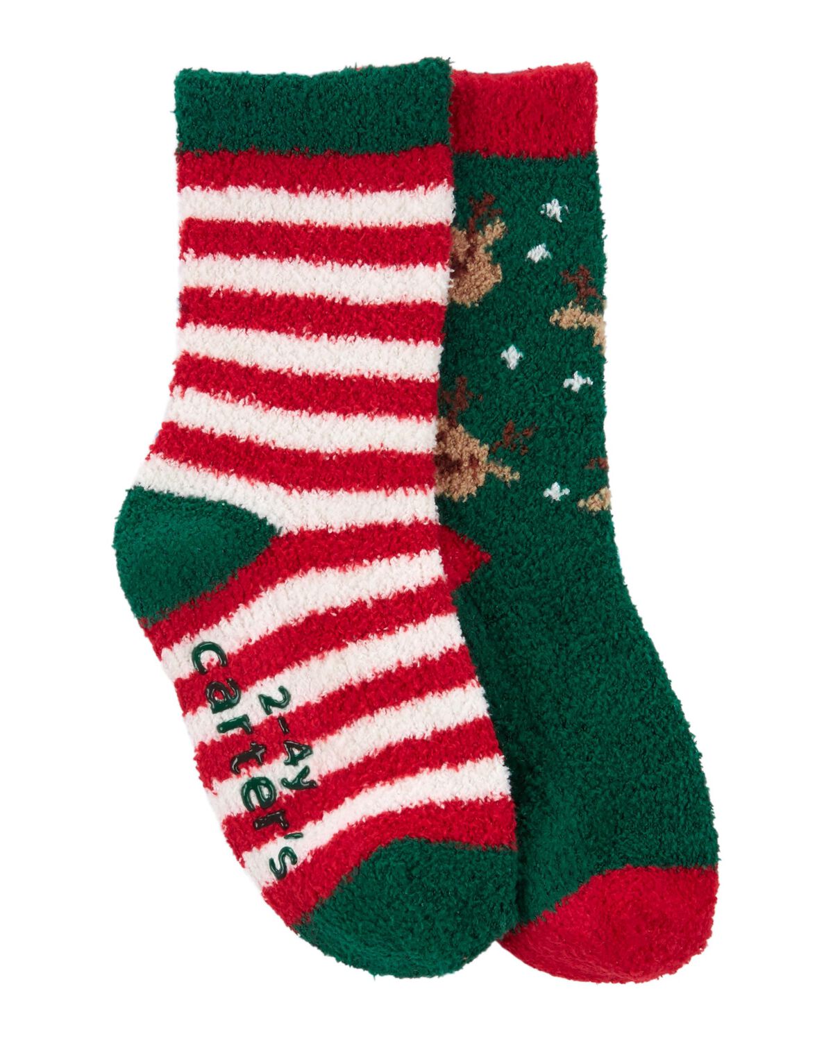 Green/Red Toddler 2-Pack Cozy Holiday Socks | carters.com