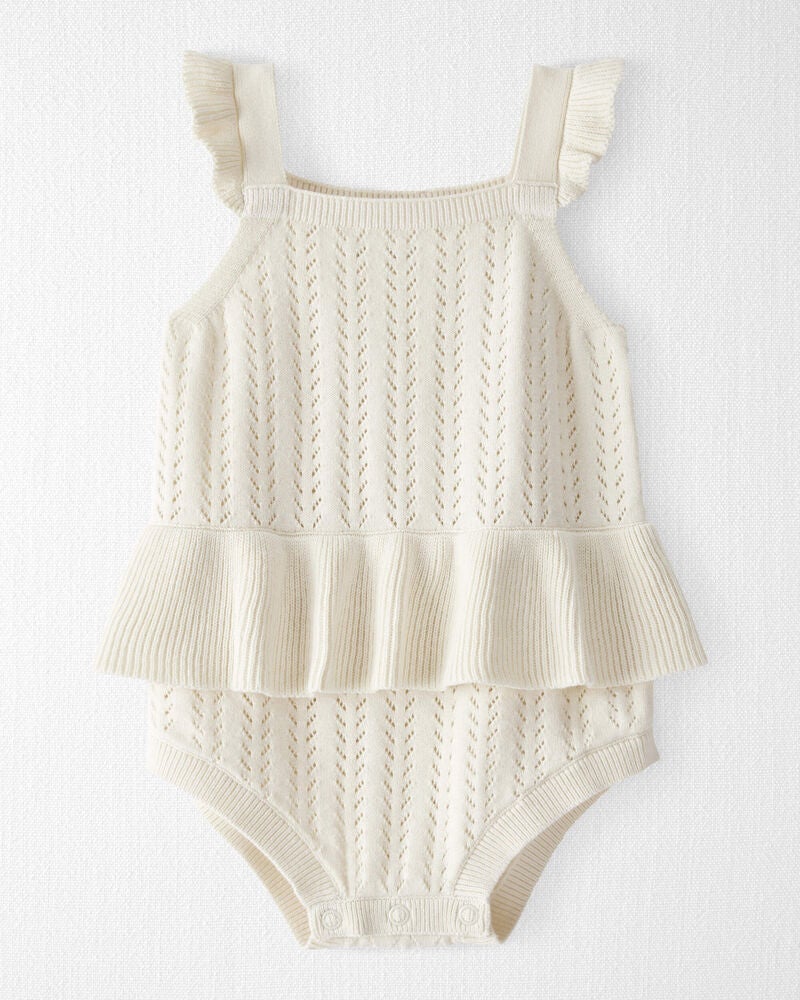 Baby Organic Cotton Pointelle Romper, image 1 of 5 slides