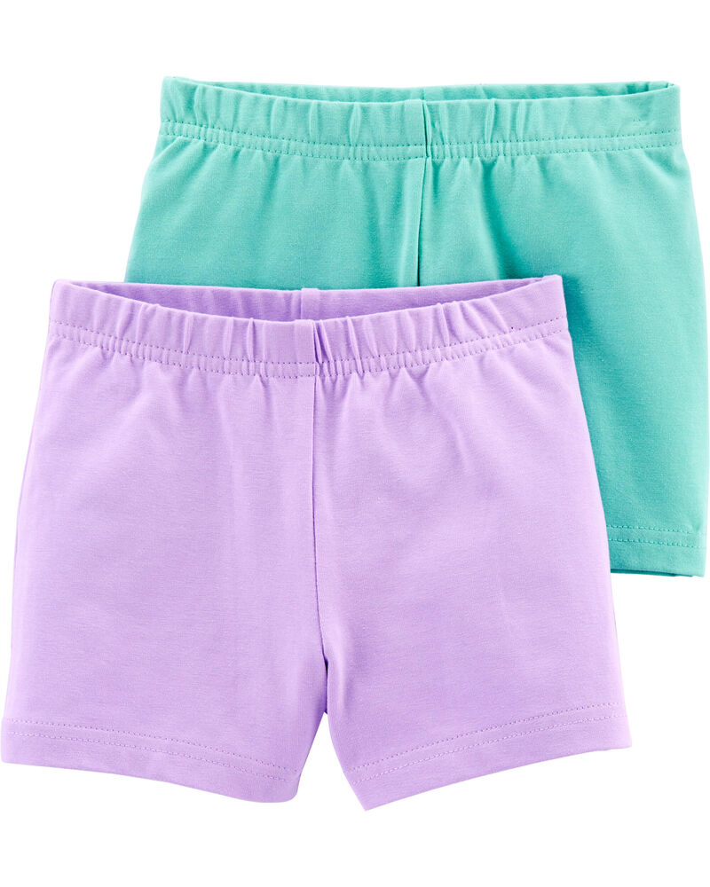 Toddler 2-Pack Turquoise/Purple Bike Shorts, image 1 of 2 slides