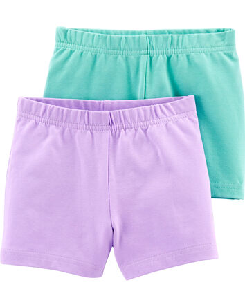 Toddler 2-Pack Turquoise/Purple Bike Shorts, 
