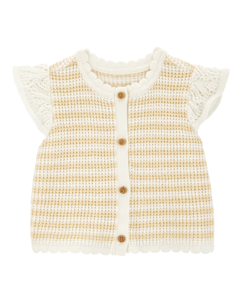 Baby Girl Flutter Sleeve Knit Top - Yellow, image 1 of 4 slides
