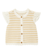 Baby Girl Flutter Sleeve Knit Top - Yellow, image 1 of 4 slides