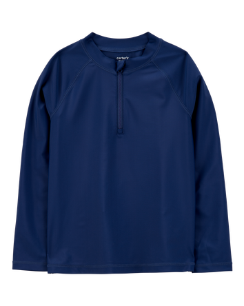 Boys Long Sleeve Half-Zip Rashguard - Navy, 