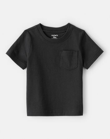 Baby Solid Short-Sleeve Pocket Tee - Black, 