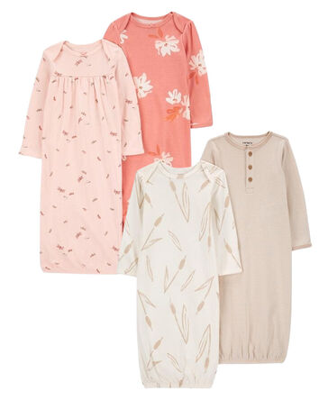 Baby 4-Pack Mixed Print Night Gowns Set, 