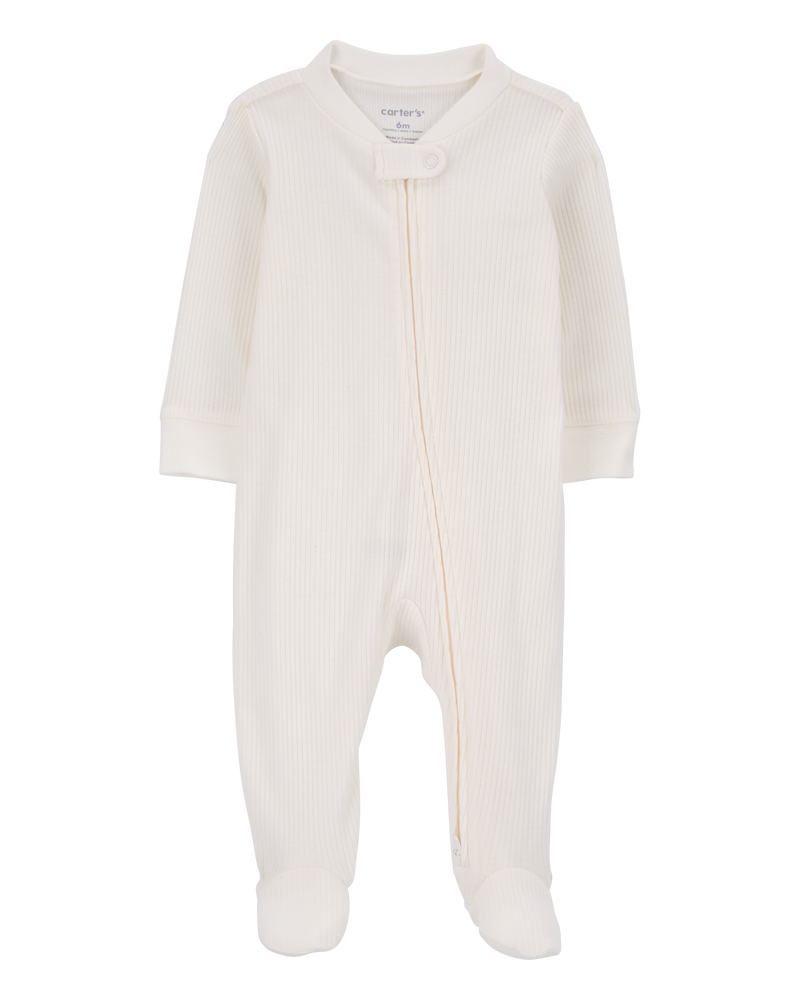 Baby 3-Pack 2-Way Zip Thermal Textured Sleep & Play Pajamas, image 4 of 7 slides