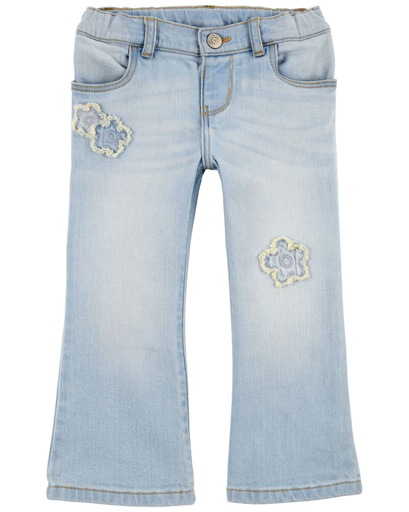 Toddler Patch Floral Iconic Denim Flare Jeans, image 1 of 4 slides