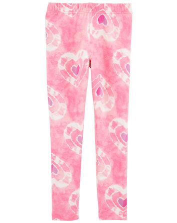 Kid Heart-Print Stretch Leggings - Pink, 