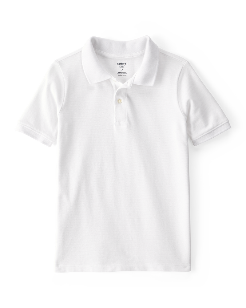 Kid White Piqué Polo Shirt, image 1 of 3 slides