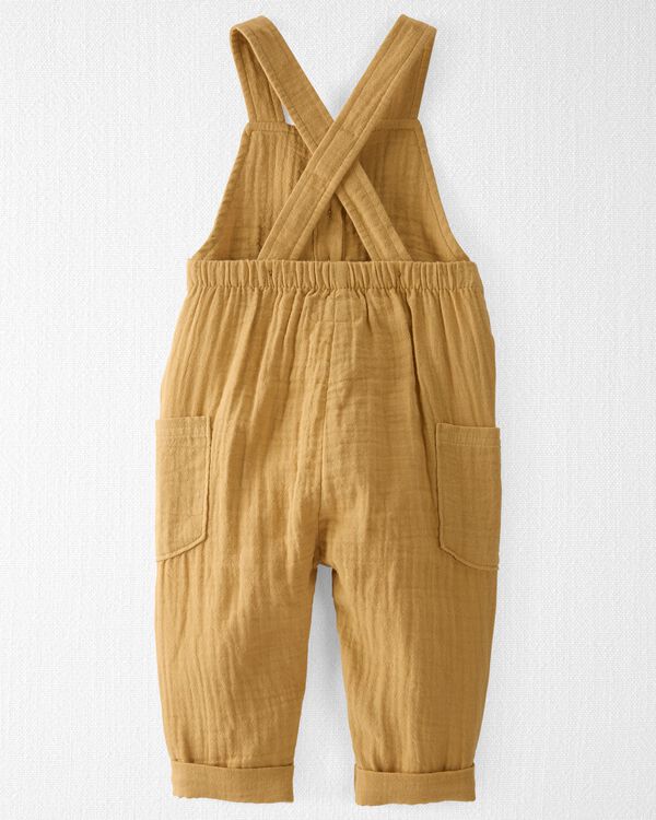 Prairie Grass Baby Organic Cotton Gauze Overalls in Gold