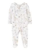 Baby Animal Print Zip-Up PurelySoft Sleep & Play Pajamas, image 1 of 5 slides