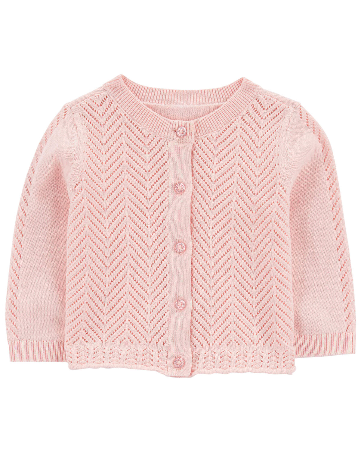 Baby Pointelle Button-Front Sweater Knit Cardigan
