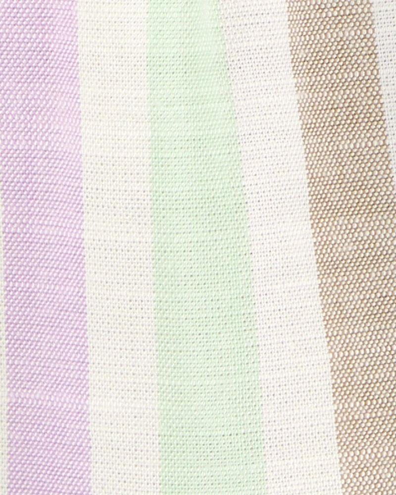Baby Striped Short-Sleeve Linen Look-Alike Fashion Top, image 2 of 3 slides