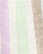 Baby Striped Short-Sleeve Linen Look-Alike Fashion Top, image 2 of 3 slides