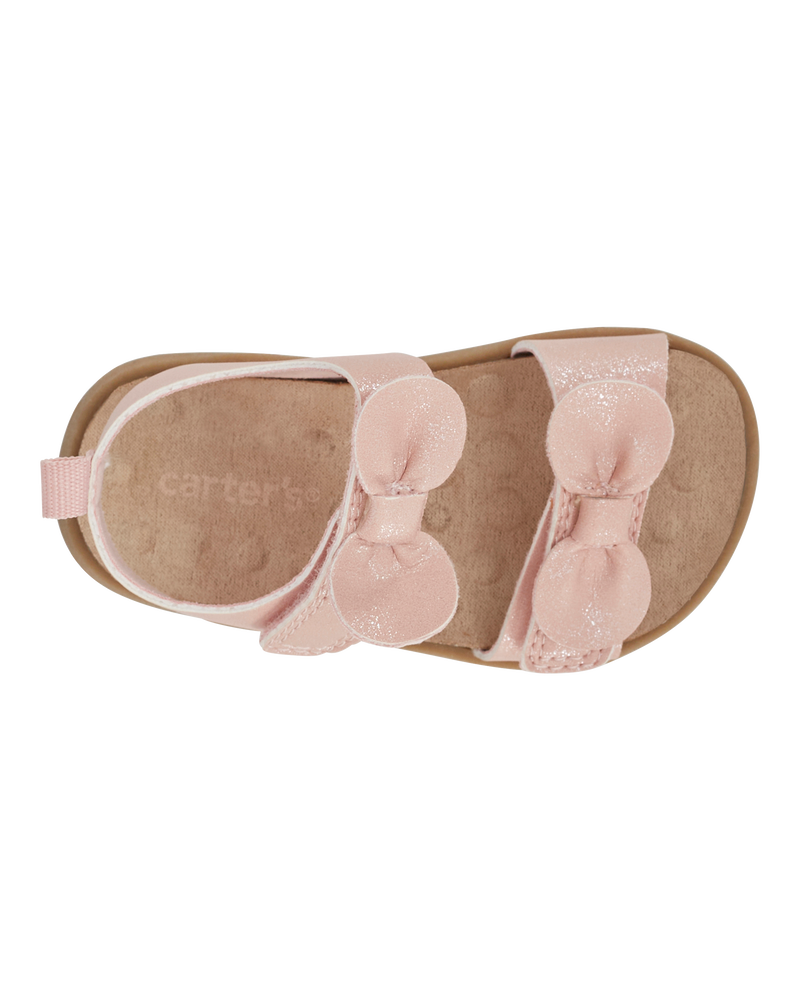 Baby Every Step® First Walker Bow Faux Cork Sandals - Pink, image 4 of 7 slides