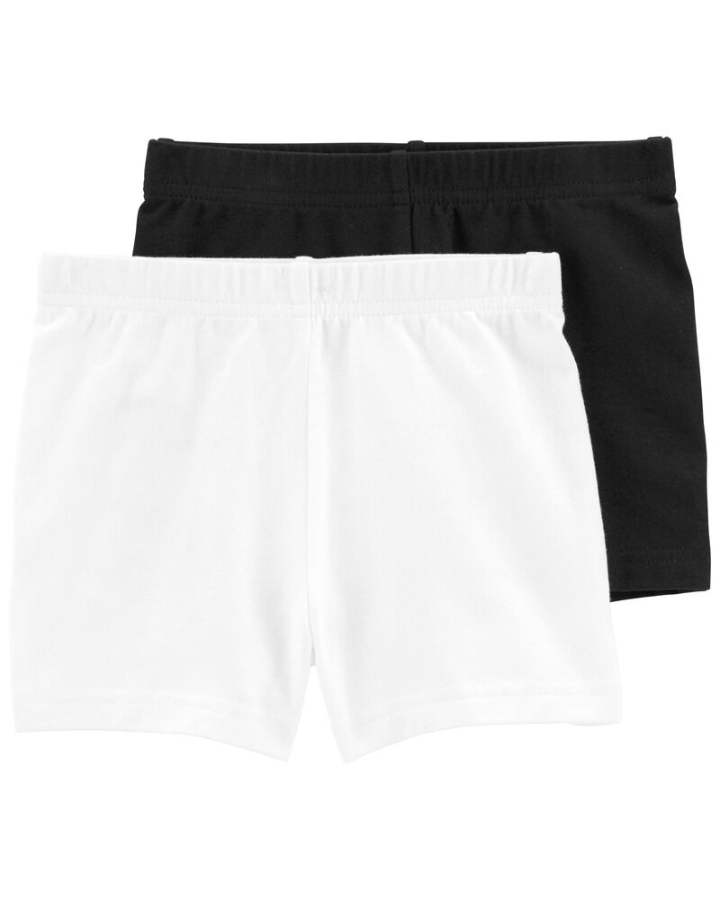 Toddler 2-Pack Black/White Bike Shorts, image 1 of 1 slides