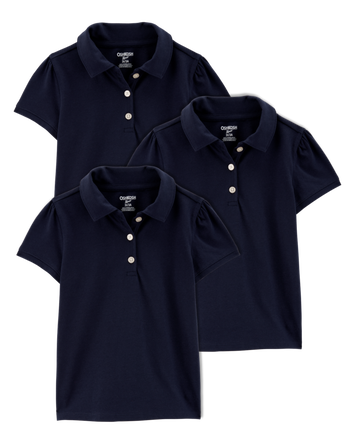 Toddler 3-Pack Pique Uniform Polo Shirts - Navy, 