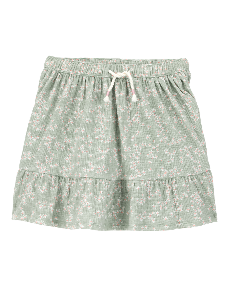 Kid Floral Crinkle Skort - Green, image 1 of 4 slides