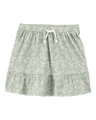 Kid Floral Crinkle Skort - Green, image 1 of 4 slides