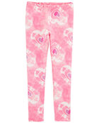 Heart-Print Stretch Leggings - Pink, image 1 of 4 slides