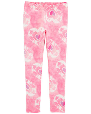 Heart-Print Stretch Leggings - Pink, 