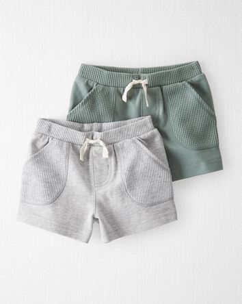 Baby 2-Pack Organic Cotton Waffle Knit Shorts, 