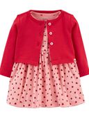 Pink - Baby 2-Piece Bodysuit Dress & Cardigan Set