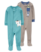 Baby 2-Pack  Cotton Rib 1-Piece Footie Pajamas, image 1 of 6 slides