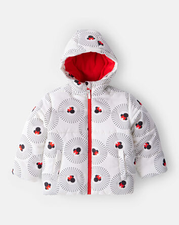 Girls Disney© Minnie Mouse Hooded Heavyweight Winter Jacket - White, 