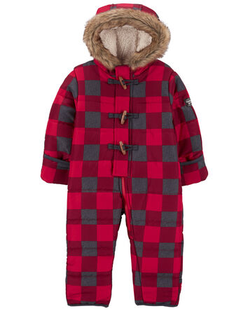 Plaid Sherpa-Lined Snowsuit, 