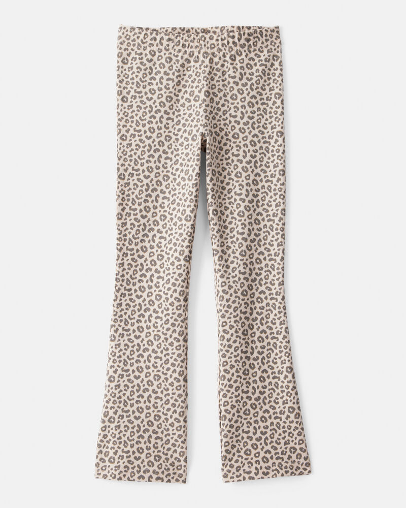 Girls Cotton Leopard Stretch Flare Leggings, image 1 of 4 slides