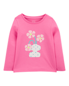 Girls Flower Cotton Blend Graphic Tee, image 1 of 3 slides