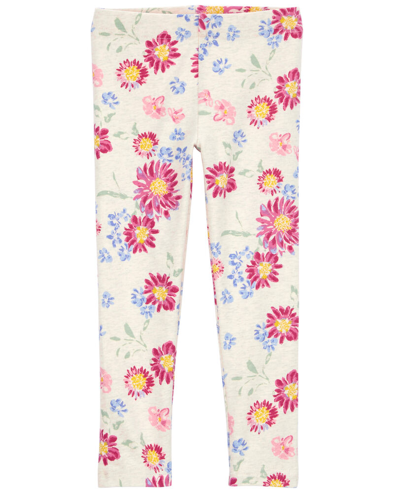 Toddler Sunflower Print Stretch Leggings, image 1 of 4 slides