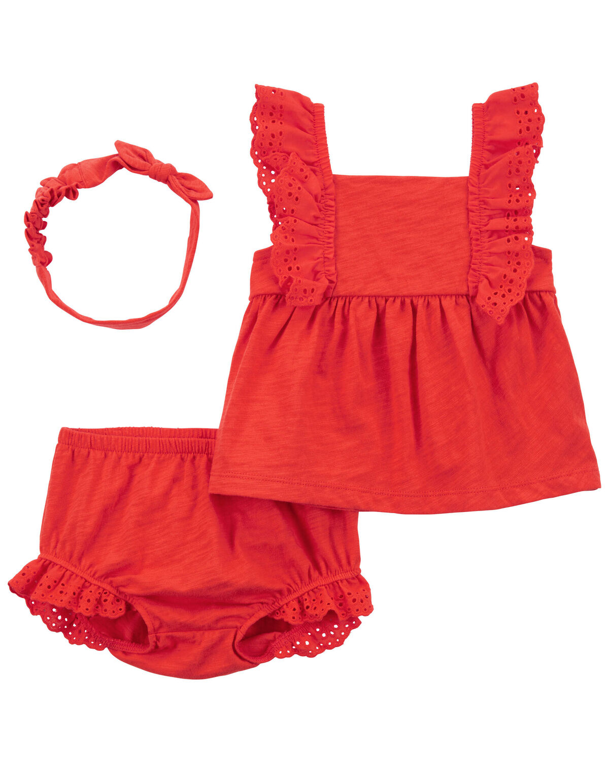 Red Baby 3Piece Bubble Short Set