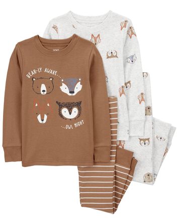Toddler 4-Piece Woodland Creatures 100% Snug Fit Cotton Pajamas, 