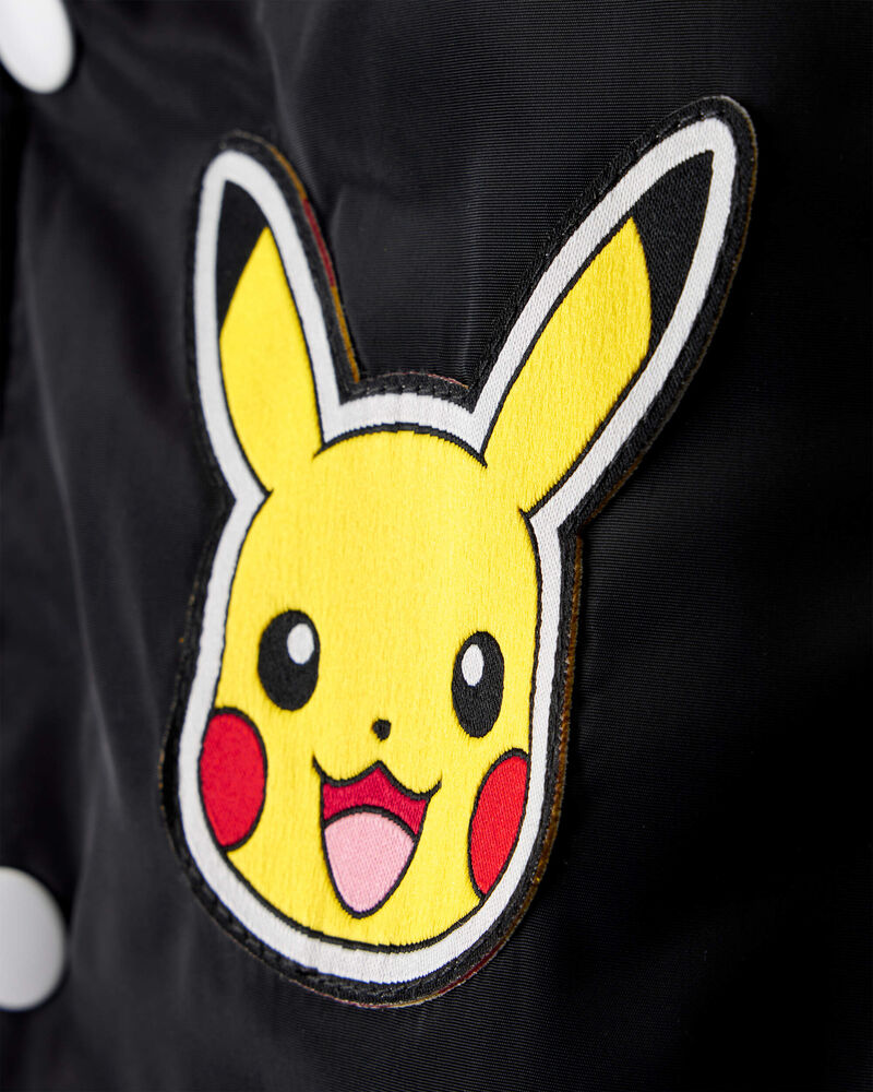 Boys Pokémon Pikachu Long-Sleeve Bomber Fashion Jacket - Black/Yellow, image 3 of 5 slides