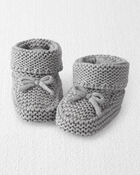 Baby Organic Cotton Crochet Booties in Gray, image 1 of 5 slides