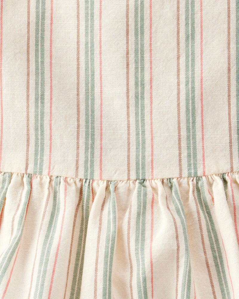 Baby Striped Sunsuit Made with Organic Cotton and Linen Blend, image 4 of 4 slides
