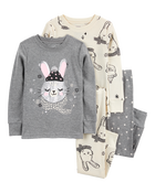 Baby 4-Piece Snow Bunny Cotton Blend Pajamas, image 1 of 4 slides