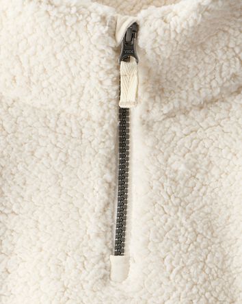 Toddler Girl Sherpa Quarter-Zip Pullover Sweatshirt - Cream, 