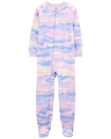 Kid 1-Piece Tie-Dye Fleece Footie Pajamas, 