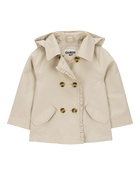 Toddler Ruffle Trench Coat - Khaki, image 1 of 5 slides